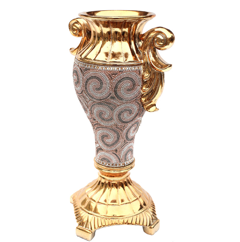 Ambrose Gold Plated Crystal Embellished Ceramic Vase (8.5 In. x 7.5