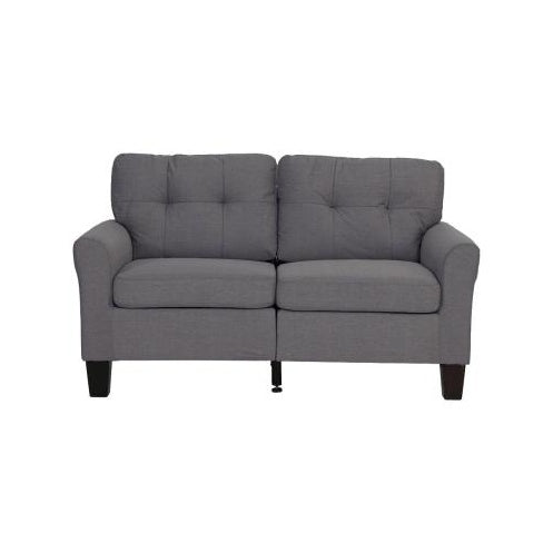 Living Room Furniture 2pc Sofa Set Sofa And Loveseat Charcoal Glossy