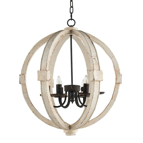 6 - Light Wood Chandelier With Adjustable Chain For Kitchen, Dining